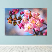 Tros van Sakura-kersenbloesems in de wind Canvas Afdruk (Insitu (Houten vloer))