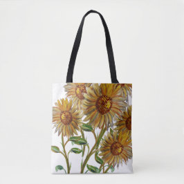 trossen van gelukkige zonnebloemen tote bag