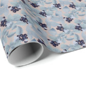 Trossen Zwarte Bes, Blauwe Bladeren Op Beige Cadeaupapier (Rol Hoek)