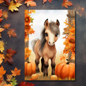 Trot op Over Schattige Herfst Paard Herfst Verjaar Kaart