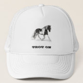 Trot op zwarte en witte honkbal trucker pet (Voorkant)
