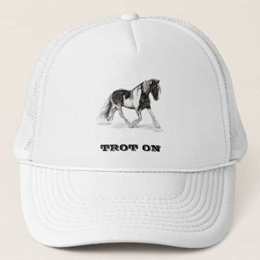 Trot op zwarte en witte honkbal trucker pet (Voorkant)