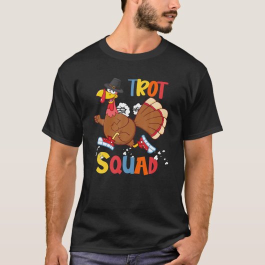 Trot Squad Funny Running Turkey Pilgrim Costume Ru T-shirt (Voorkant)