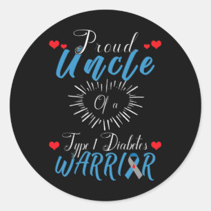Trote Oom Van Een Type 1 Diabetes Krijger Bewustzi Ronde Sticker