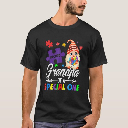 Trote opa van een speciale puzzel-kabouter autisme t-shirt (Voorkant)