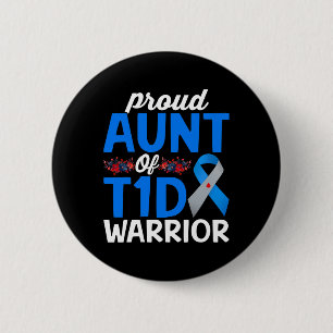 Trote tante van T1d krijger overlevende diabetes b Ronde Button 5,7 Cm