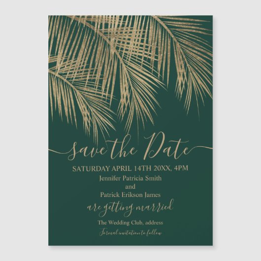 Trotropisch groen met goudpalm, behalve de datum (Voorkant)