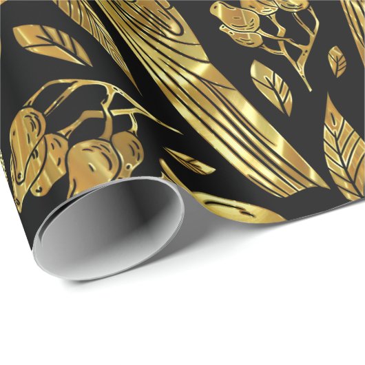 Trotropisch patroon folie Faux goud Cadeaupapier (Rol Hoek)