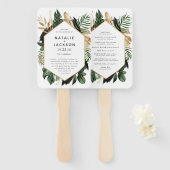 Trotropische bruiloft met geblazen naaldhout handwaaier (Voorkant en achterkant)