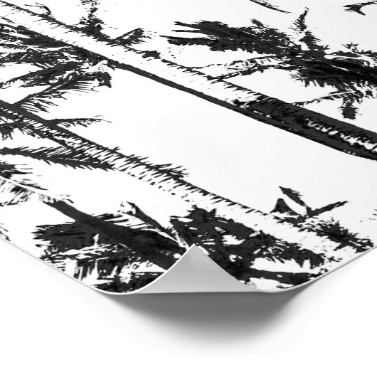 Trotropische zomer met zwarte en witte palmboom poster (Hoek)