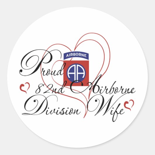 Trots 82e Airborne Vrouw Hart Ronde Sticker (Voorkant)