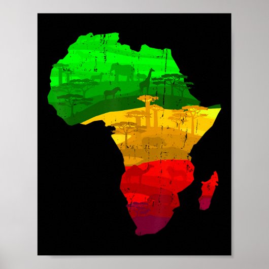 Trots Afrika Kaart Groen Geel Rood Afrikaans Pride Poster (Voorkant)