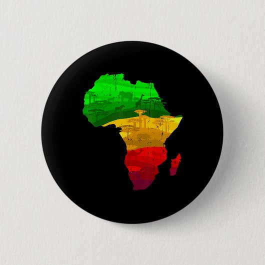 Trots Afrika Kaart Groen Geel Rood Afrikaans Pride Ronde Button 5,7 Cm (Voorkant)