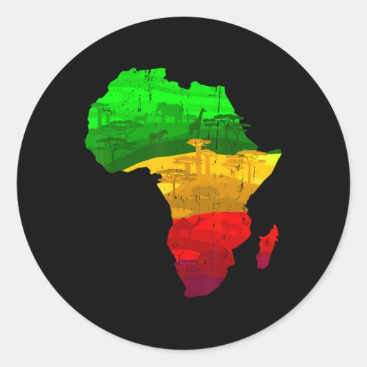 Trots Afrika Kaart Groen Geel Rood Afrikaans Pride Ronde Sticker (Voorkant)
