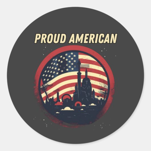 Trots Amerikaans, Amerikaanse vlag Ronde Sticker (Voorkant)