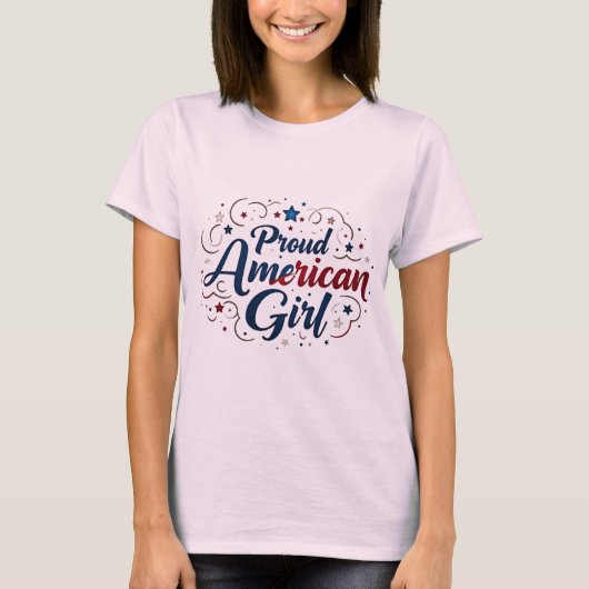 Trots Amerikaans Meisje T-shirt (Voorkant)
