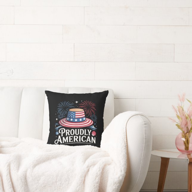Trots Amerikaans - Patriotic Beach Sunhat Kussen (Bank)