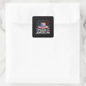 Trots Amerikaans - Patriotic Beach Sunhat Vierkante Sticker (Tas)