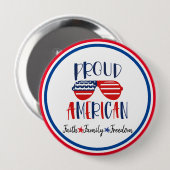 Trots Amerikaanse knoop - Rood Wit Blauw Patriotti Ronde Button 4,0 Cm (Voorkant /achterkant)