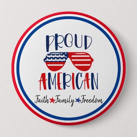 Trots Amerikaanse knoop - Rood Wit Blauw Patriotti Ronde Button 4,0 Cm (Voorkant)