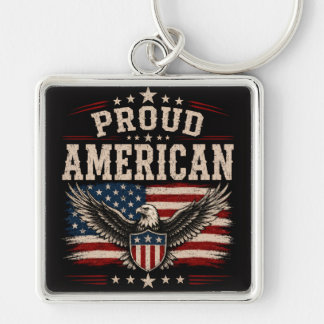 Trots Amerikaanse Vlag Premium Vierkante Sleutelha Sleutelhanger
