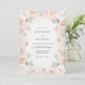 Trots Apricot Ranunculus Eucalyptus Bruiloft Kaart (Staand voorkant)