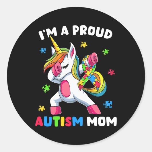 Trots Autisme Mam Dab Dans Ronde Sticker (Voorkant)