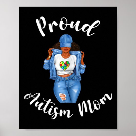 Trots Autisme Moeder Afrikaans Amerikaans Zwart Mo Poster (Voorkant)