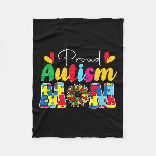 Trots Autisme Moeder Bewustzijn Zonnebloem Fleece Deken (Voorkant)