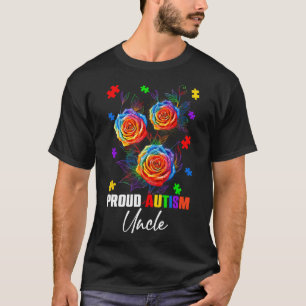 Trots Autisme Oom Roos Bloemen en Puzzels Autisme T-shirt