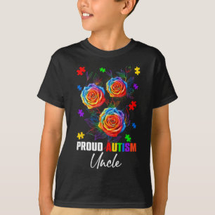 Trots Autisme Oom Roos Bloemen en Puzzels Autisme T-shirt