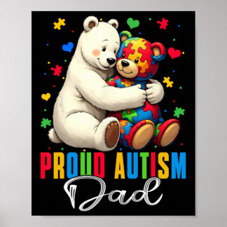Trots Autisme Papa Beer Autisme Bewustzijn Autisti Poster