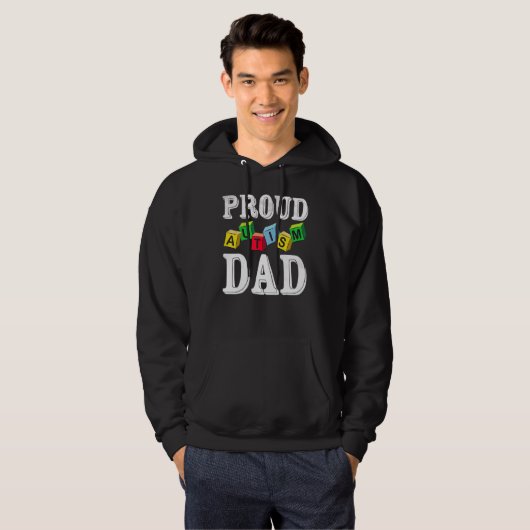 Trots autisme papa voor autistisch kind papa vader hoodie (Voorkant volledig)