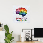 Trots Autistisch Geborduurde Regenboog Brain Desig Poster (Thuiskantoor)