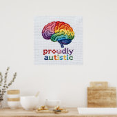 Trots Autistisch Geborduurde Regenboog Brain Desig Poster (Keuken)