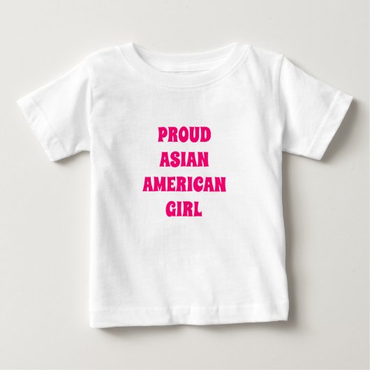 Trots Aziatisch Amerikaans Meisje, roze wit Baby T (Voorkant)