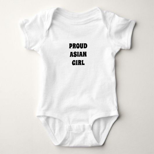 Trots Aziatisch Meisje, zwart wit Baby Bodysuit (Voorkant)