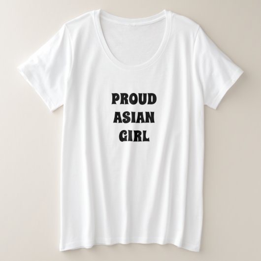 Trots Aziatisch Meisje, zwart wit Plus Size T-Shir Grote Maat T-shirt (Design voorkant)