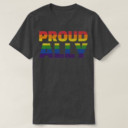 Trots bondgenoot met regenboog voor LGBT pride maa T-shirt (Design voorkant)