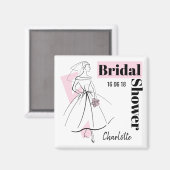 Trots Bruid Roze Bruiloft Uitnodigingskaart Datum  Magneet (Voorkant / Achterkant)