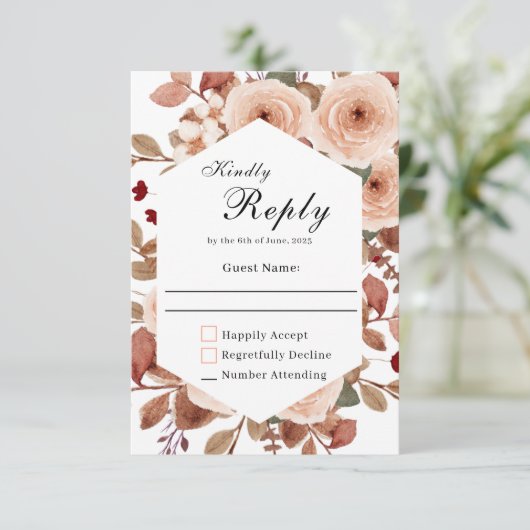 Trots Bruiloft RSVP met Wilde Bloemen (Staand voorkant)