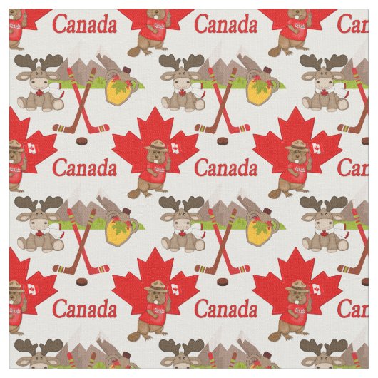 Trots Canadese Beaver Moose Stof Kleine Print (Close Up)