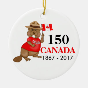 Trots Canadian Beaver 150 Jubileum Keramisch Ornament