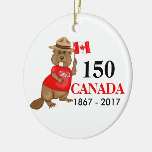 Trots Canadian Beaver 150 Jubileum Keramisch Ornament (Links)