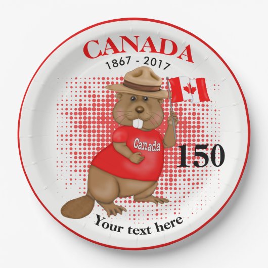 Trots Canadian Beaver 150 Jubileum Papieren Bordje (Voorkant)