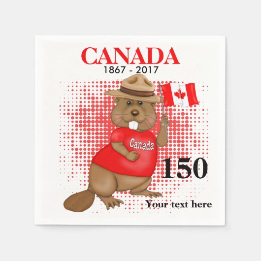 Trots Canadian Beaver 150 Jubileum Servetten (Voorkant)