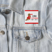 Trots Canadian Beaver 150 Jubileum Vierkante Button 5,1 Cm (In situ)