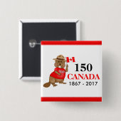 Trots Canadian Beaver 150 Jubileum Vierkante Button 5,1 Cm (Voorkant /achterkant)