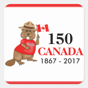 Trots Canadian Beaver 150 Jubileum Vierkante Sticker