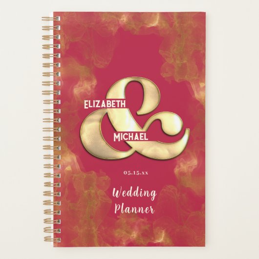 Trots Elegant Goud Roze Magenta Trouwcadeau Planner (Voorkant)